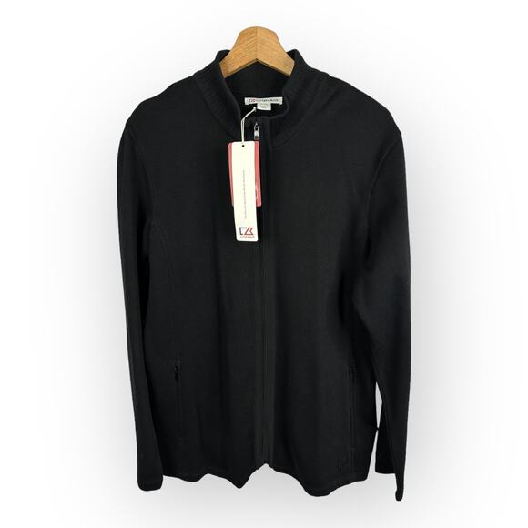 Cutter & Buck Womens Size XL Journey Supima Flatback Full Zip Jacket Black NEW - Picture 1 of 12